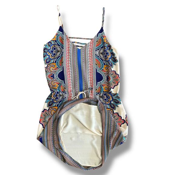 Lucy & Laurel Women’s Size 8 Boho Tribal Print Mini Dress Adjustable Straps - Picture 7 of 9
